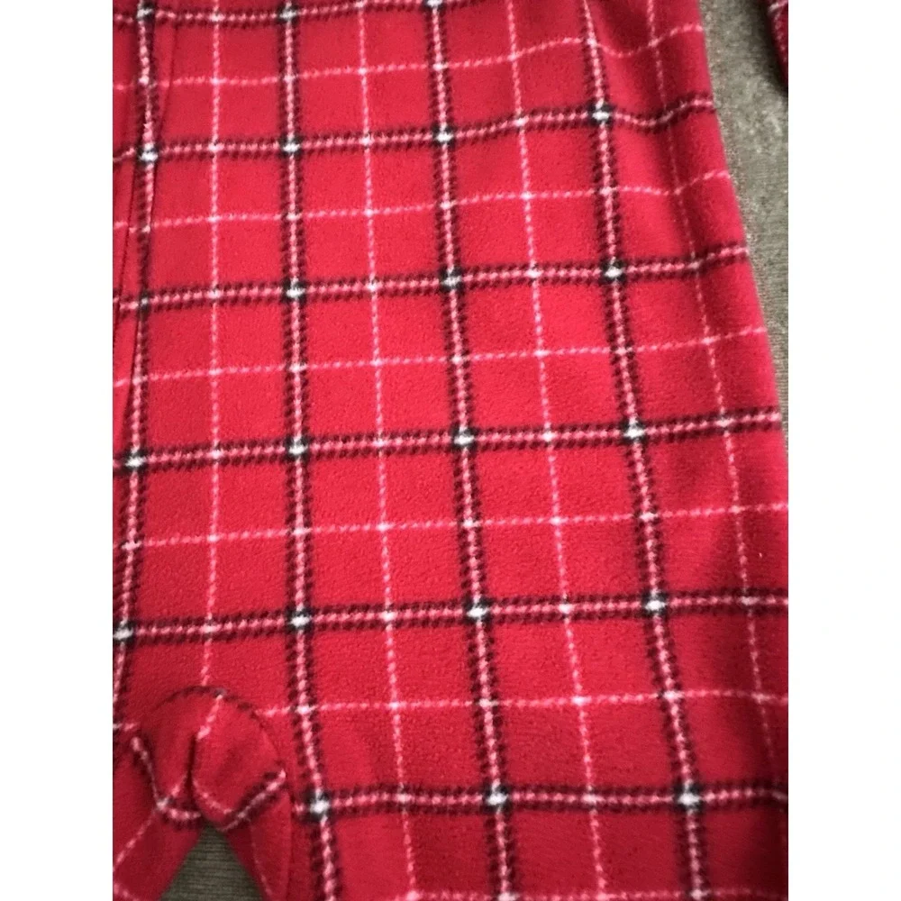 Carter's Plaid Fleece Bear One Piece Sleepwear Red 2T Footed